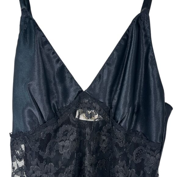 Victoria's Secret Gold Label Black Satin Lace Maxi Slip Dress Size P XS - Picture 5 of 5